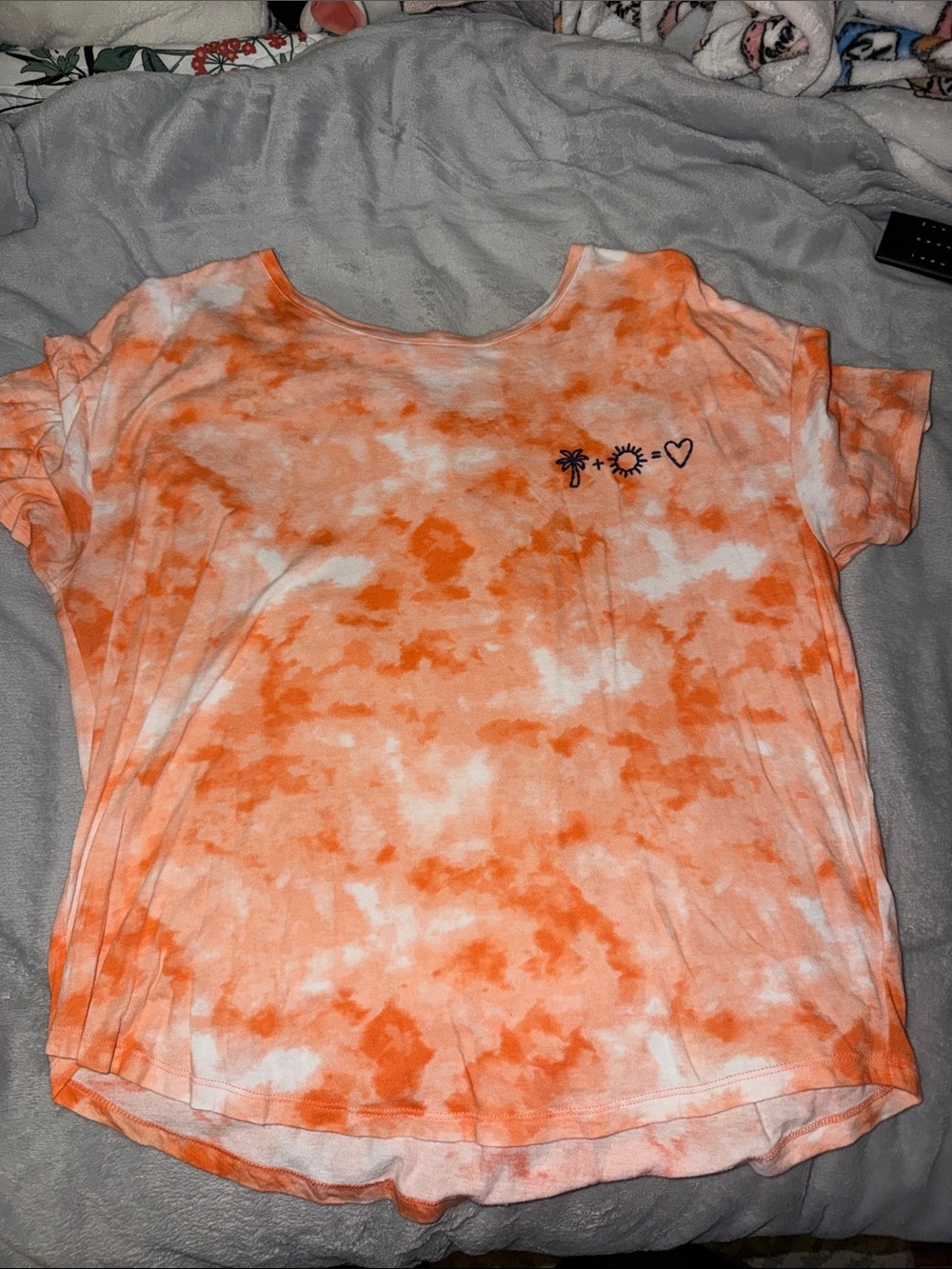 Old Navy Orange and White Tie-Dye Short Sleeve Tee
